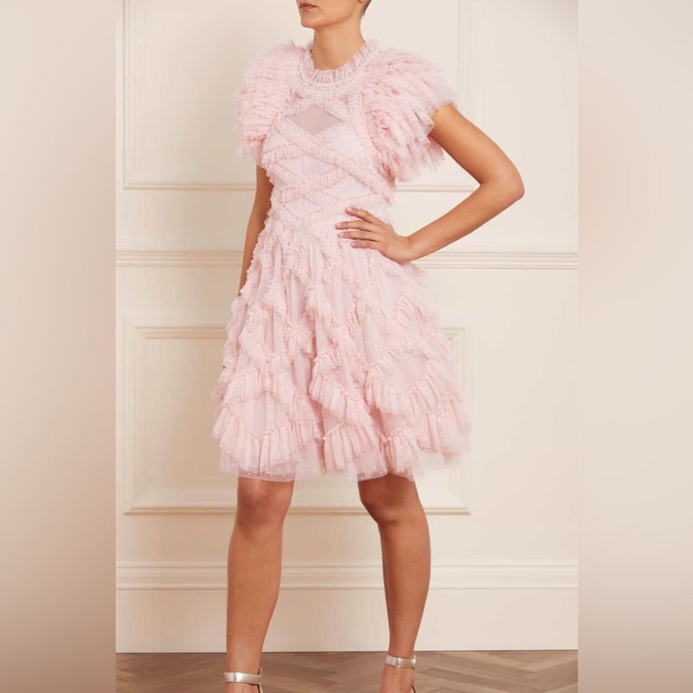 Needle & Thread pink ruffle dress